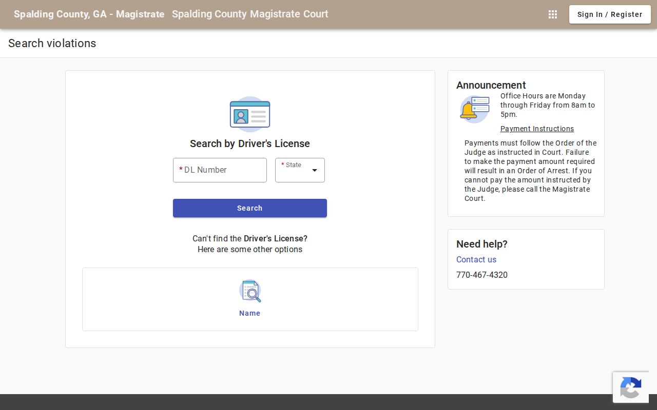 Spalding County warrant records Magistrate search route