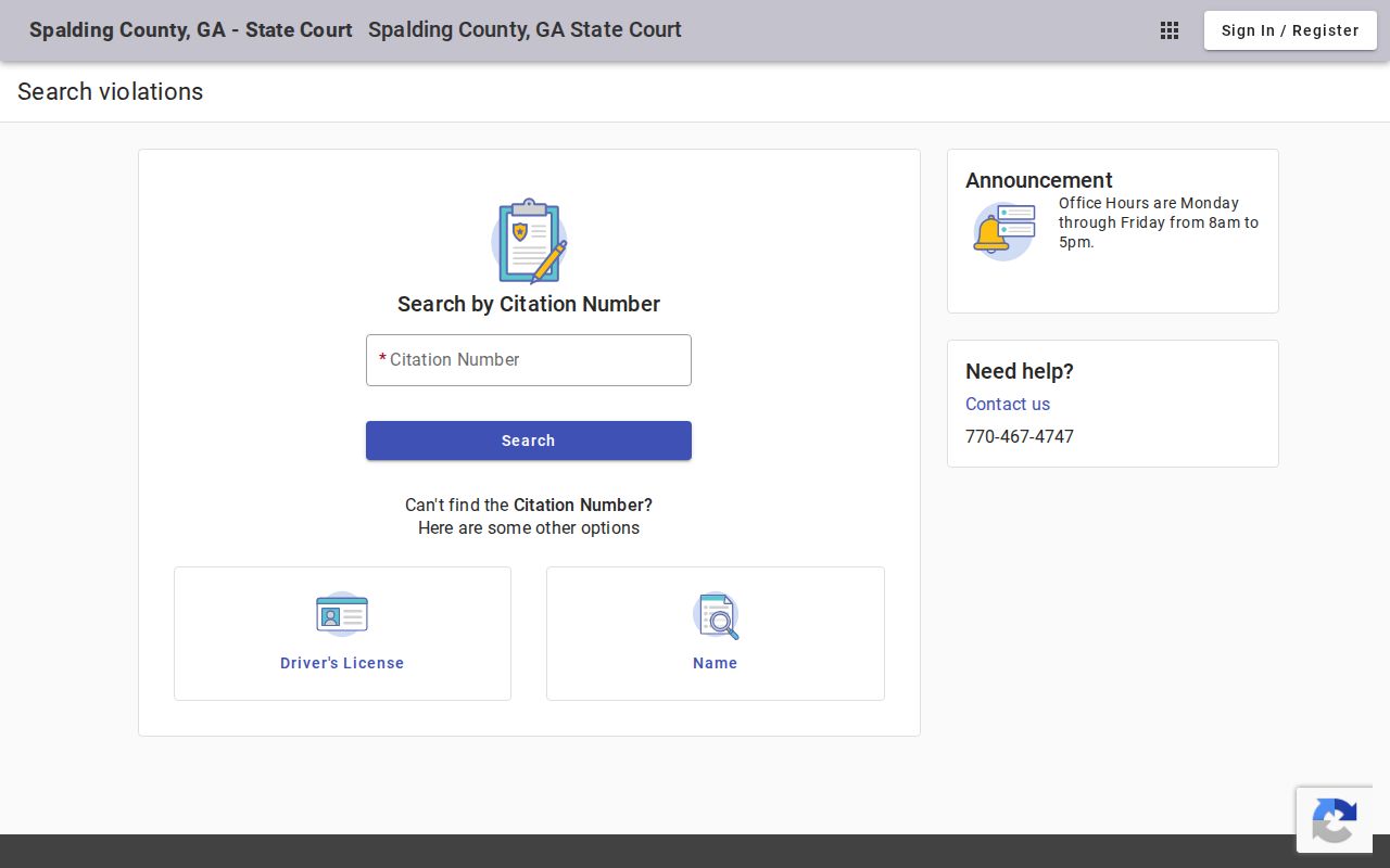 Spalding County warrant records State Court search fields